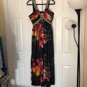 BouBou Black Floral Prom Dress
